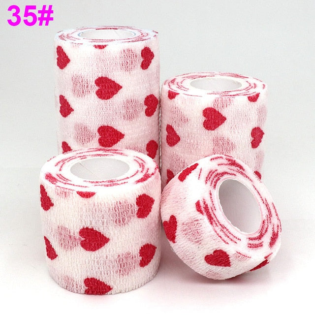 1 pcs Printed Medical Self Adhesive Elastic Bandage 4.5m Colorful Sports Wrap Tape for Finger Joint Knee First Aid Kit Pet Tape