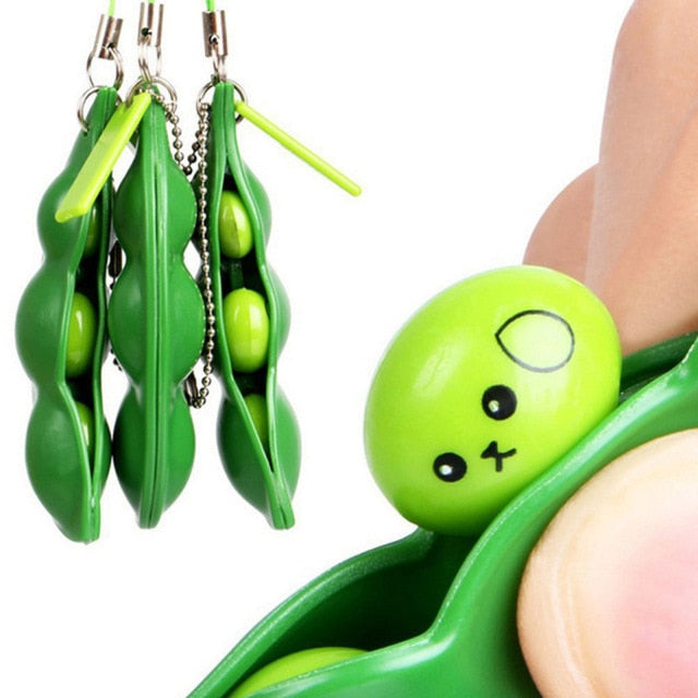 3pcs Decompression Edamame Toy Pop It Fidget Squishy Squeeze Peas Beans Keychain Anti Stress Adult Rubber Anti Stress Toys Kids