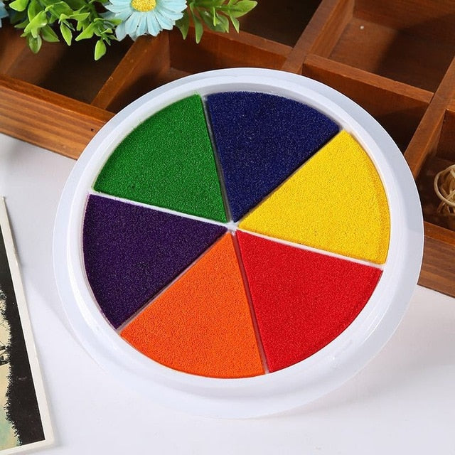 Funny 6 Colors Ink Pad Stamp DIY Finger Painting Craft Cardmaking Large Round For Kids Education Drawing Toys Interactive toys