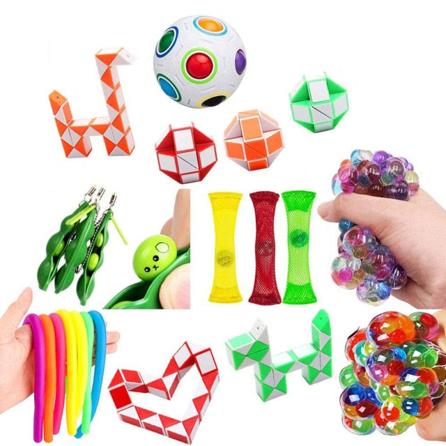 20/21/22PCS Fidget Sensory Toy Pack Stress Relief Toys Autism Anxiety Relief Stress Pop Bubble Fidget Toys For Kids Adults