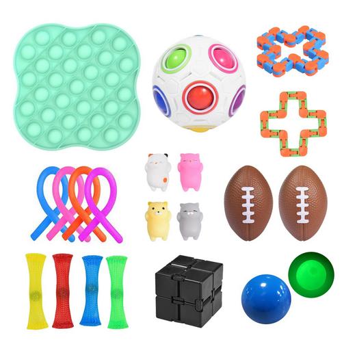 20/21/22PCS Fidget Sensory Toy Pack Stress Relief Toys Autism Anxiety Relief Stress Pop Bubble Fidget Toys For Kids Adults