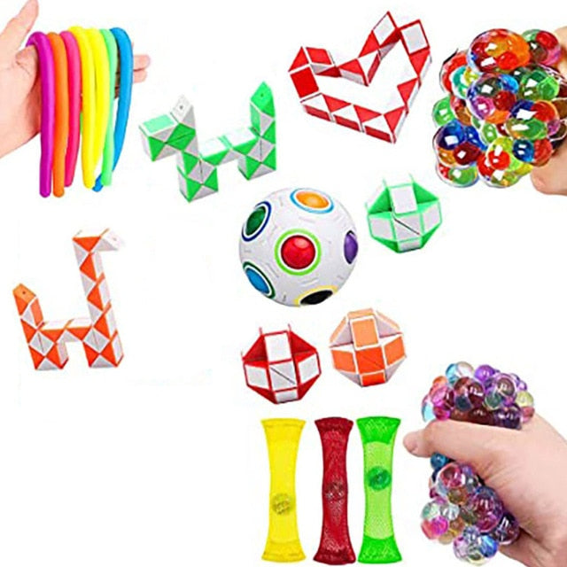 20/21/22PCS Fidget Sensory Toy Pack Stress Relief Toys Autism Anxiety Relief Stress Pop Bubble Fidget Toys For Kids Adults