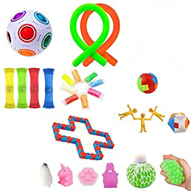 20/21/22PCS Fidget Sensory Toy Pack Stress Relief Toys Autism Anxiety Relief Stress Pop Bubble Fidget Toys For Kids Adults