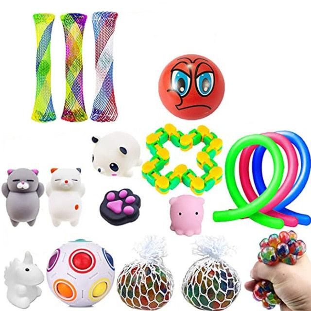 20/21/22PCS Fidget Sensory Toy Pack Stress Relief Toys Autism Anxiety Relief Stress Pop Bubble Fidget Toys For Kids Adults