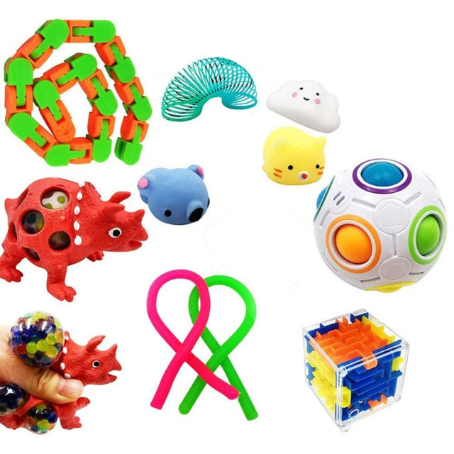 20/21/22PCS Fidget Sensory Toy Pack Stress Relief Toys Autism Anxiety Relief Stress Pop Bubble Fidget Toys For Kids Adults