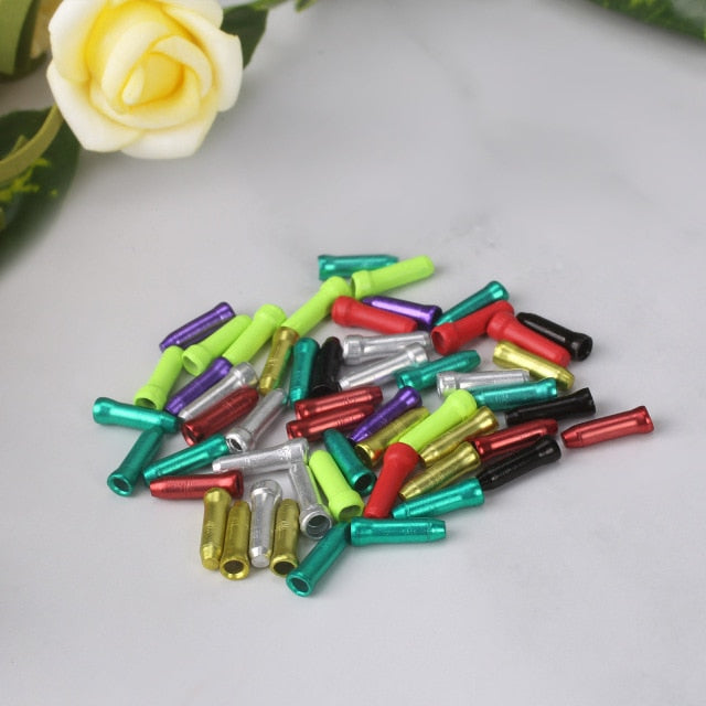 50 Pcs/lot MTB Bike Bicycle Brake Shifter Aluminum Inner Cable Tips Crimps Cycle Cycling Parts Derailleur Shift Cables End Caps