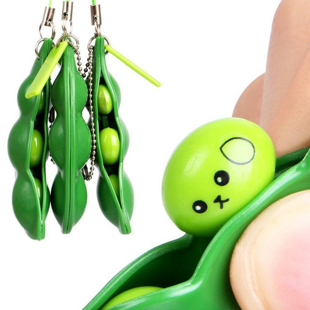 Fidget Toys Decompression Edamame Toys Squishy Squeeze Peas Beans Keychain Cute Stress Adult Toy Rubber Boys Xmas Gift