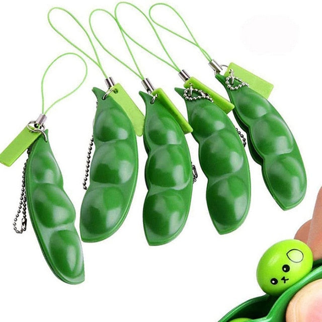 Fidget Toys Decompression Edamame Toys Squishy Squeeze Peas Beans Keychain Cute Stress Adult Toy Rubber Boys Xmas Gift