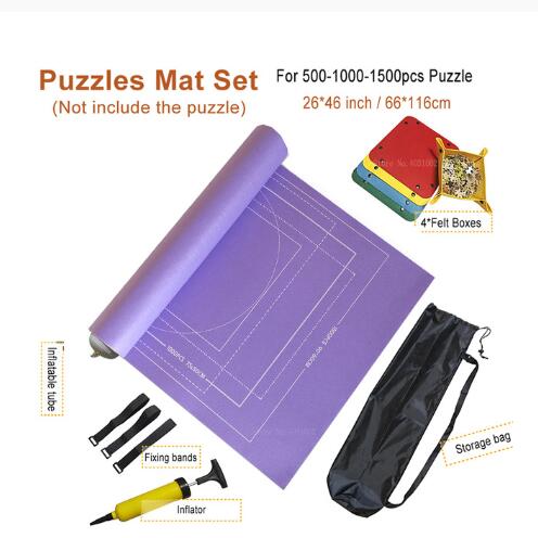 Puzzles Mat Jigsaw Roll Felt Mat Play Mat Large For Up To 3000 Pieces Puzzle Accessories Portable Travel Crawling Mat Baby Toys