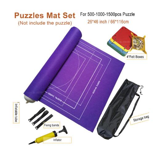 Puzzles Mat Jigsaw Roll Felt Mat Play Mat Large For Up To 3000 Pieces Puzzle Accessories Portable Travel Crawling Mat Baby Toys