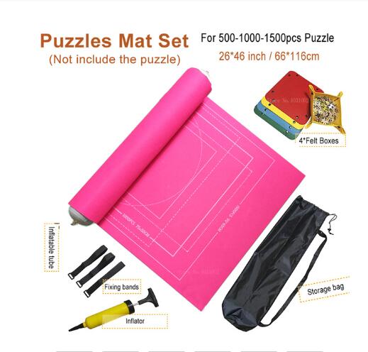 Puzzles Mat Jigsaw Roll Felt Mat Play Mat Large For Up To 3000 Pieces Puzzle Accessories Portable Travel Crawling Mat Baby Toys