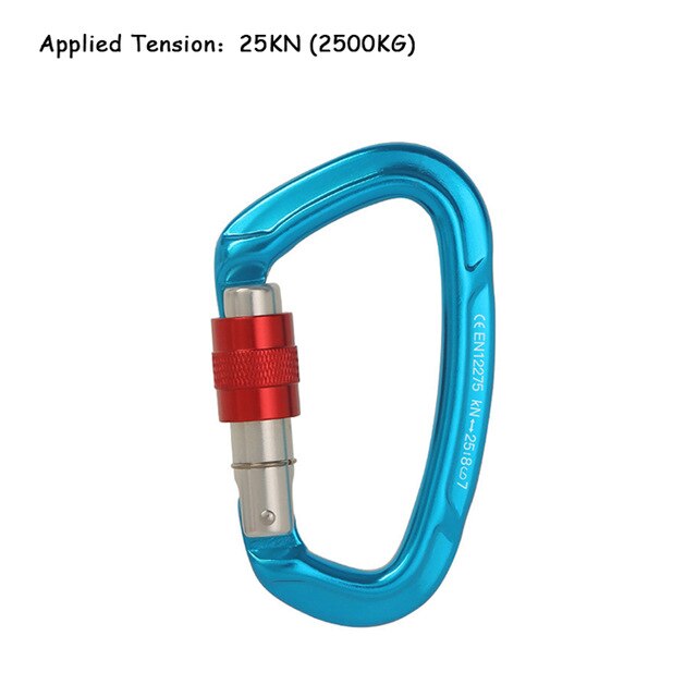 25KN Professional Climbing Carabiner D Shape Aviation Aluminum Safety Lock Outdoor Climbing Ascend Mountaineering Equipment